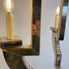 Visual Comfort Lido Medium Chandelier Antique Mirror and Antique Brass 4 Candlestick Lights, Sku 033947