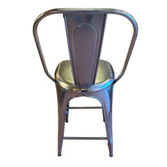 Restoration Hardware "Remy" Industrial Style Polished Stainless Steel Counter Stools, Set of 4, Sku: 033656