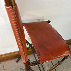 Pair of Metal & Leather Barstools, Spanish Influence, Sku 033378