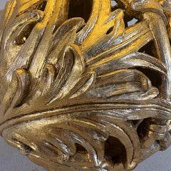 Brand New Gold Leaf Sphere Table Lamp w/ Gold Tapered Shade & Sphere Finial, Sku 033975