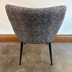 Pair of Herringbone Pattern Slate Blue/Ivory Occasional Arm Chairs, Sku 033783