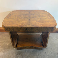 1920's Art Deco Book Matched Burl Maple Entry Table, Sku 033714