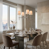 Thomas O' Brien for Visual Comfort Bryant Polished Nickel 4 Light Chandelier with Natural Paper Shades, Sku 034083