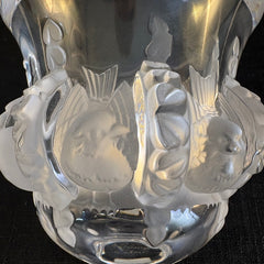 Lalique Dampierre Crystal Vase Bird and Laurel Wreath Motif, Sku 033828