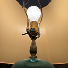 Vintage Table Lamp, Emerald Crackle Glaze, Porcelain, Asian Style Base, Sku: 033411