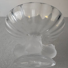 Lalique Crystal Compote Dish, Made in France, 4 Birds at Base, Sku: 033306