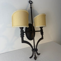 Troy Lighting Double Arm Wall Sconce, Demilune Shades, Bronze Finish, Sku: 033319