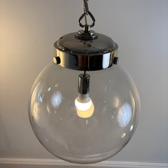 Clear Glass Globe Pendant with Polished Nickel Hardware and Chain, Sku 033893