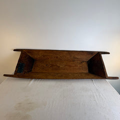 Vintage Wood Dough Trough with Metal Patch and Peg Handles, Sku 033908