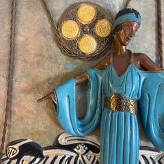 Erte's "Pillow Swing" Cold Painted Bronze Wall Sculpture, Framed, Sku: 033751
