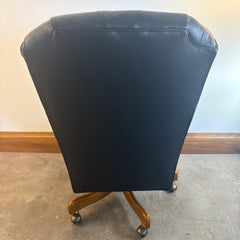 Hancock & Moore Black Leather Executive Desk Chair, Tufted Back and Seat, Swivel, Sku: 033709