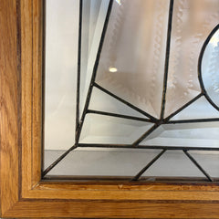 "Punies" Technique Hand Bevelled Original Stained Glass & Handcrafted Oak & Purpleheart Frame by Artist, John May, Sku 033653