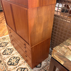 Danish Modern Teak Tambour Door Cabinet w/ Interior Shelf , Sku 033912