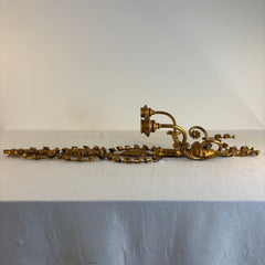 Pair of Italian Gilt Wood & Iron Twin Branch Wall Candle Sconces, Sku 033833