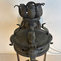 Exterior Wall Sconce Charcoal Finish Acanthas Leaf Detail, Missing Glass Globe, Sku 033949