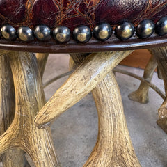 Faux Antler Footstool with Embossed Leather or Faux Leather Cushion, Sku: 033699