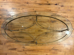 La Barge Coffee Table, Brass, Oval, Glass, Sku: S32148