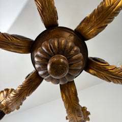 6 Arm Chandelier Wood Hand Carved, Not Including Chain, Sku 033362