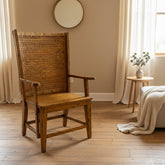 Orkney Island Arm Chair from Slifer Designs Wood Frame with Woven Seagrass Back, Sku 033646