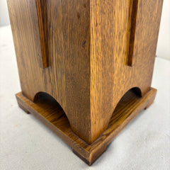 Square Mission Style Table Lamp Oak Base and Stained Glass Shade, Sku 033839