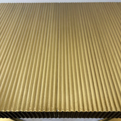 Global Views Console Table Quartz Insert, Wrapped and Fluted Metal, Brass Like Finish, Sku: 033623