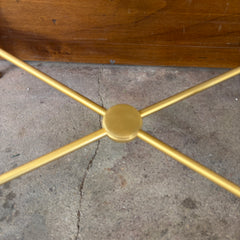 Matte Brass X Base Bench, Silk Stripe, Peach & Ivory, Sku 033360