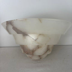 Alabaster Art Deco Style Sconces, White with Brown Streaks, Sku: 033072