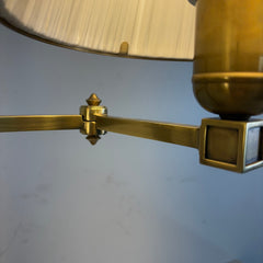 Solid Brass Double-Arm Bouillotte Style Table Lamp with Silk Shades, Sku 034116