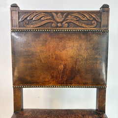 Set Eight of Oak & Leather Dining Chairs, Rustic, Sku: 033087