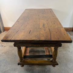 Wood Inlay & Metal Hardware Table, Chefs Table, Secret Compartment, Sku 033369