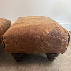 Unique Patchwork Leather Ottoman, Sku 033847