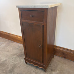 Antique Side Table Cabinet with White Marble Top, Sku: 033491