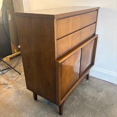 United Furniture Chest of Drawers Walnut Finish with Faceted Design Detail, Sku 033876