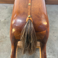 Vintage Wooden Rocking Horse with Horse Hair Tail, Sku 033227