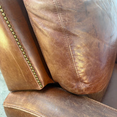 Brown Leather Recliner Brass Nail Head Detail, Sku 033230
