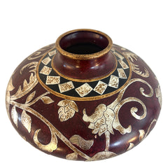 Squat Shaped Vase Burgundy, Sku 033259