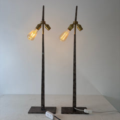 Pair of Industrial Style Solid Steel Table Lamps, Sku: 033145