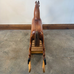 Vintage Wooden Rocking Horse with Horse Hair Tail, Sku 033227