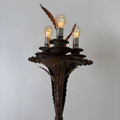 Floor Lamp with Pressed Metal Leaf Motif, 20's, Sku: 033124