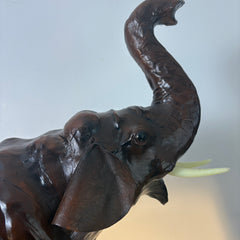 Leather Elephant Sculpture, Sku 033251