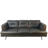 Gray-Green Leather Sofa Modern Styling with Track Arm and Chrome Legs, Sku: 033276