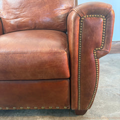 Brown Leather Recliner Brass Nail Head Detail, Sku 033230