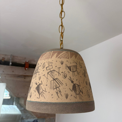 Navajo Sand Painted Hanging Lamp, Handcrafted Ceramic, Sku 032970