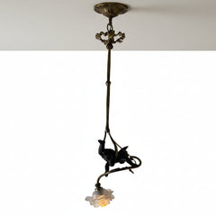 Cupid and Rosette Pendant Light Antique Gold and Bronze Like Finish, Sku: 033113