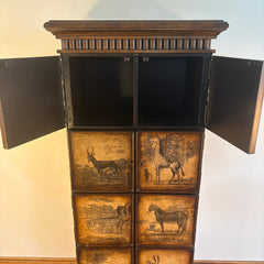 Tall Animal Themed 10 Door Cabinet with Woven Sides, Sku 033256