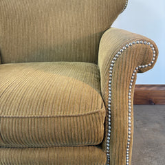 Milling Road, Division of Baker Gold Chenille Ribbed Fabric and Nailhead Detail Armchair, Sku 033228