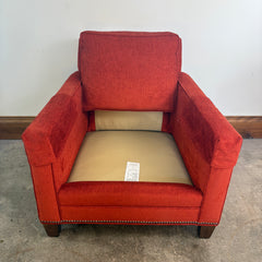 Pair of Wesley Hall Armchairs, Burnt Orange Chenille, Nail Head Detail, Sku: 033000