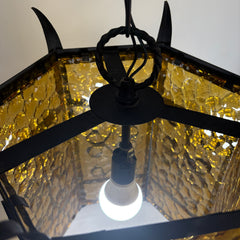 Vintage Spanish Revival Amber Pendant Lamp, Sku 033128
