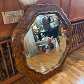 Large Ornate Faux Burled Wood Mirror with Scalloped Frame, Sku: 033273