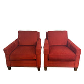Pair of Wesley Hall Armchairs, Burnt Orange Chenille, Nail Head Detail, Sku: 033000